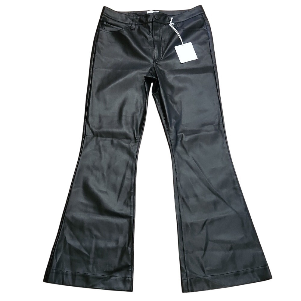 NEW Pistola Kinsley Mid Rise Flare Boho Faux Leather Edgy Dark 30 Goth Black
